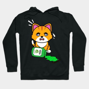 Cute Orange cat Spills a jar of wasabi sauce Hoodie